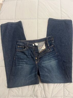 &Denim Dark Blue Women's wide- regular fit-ultra high waist Leg Jeans size 4